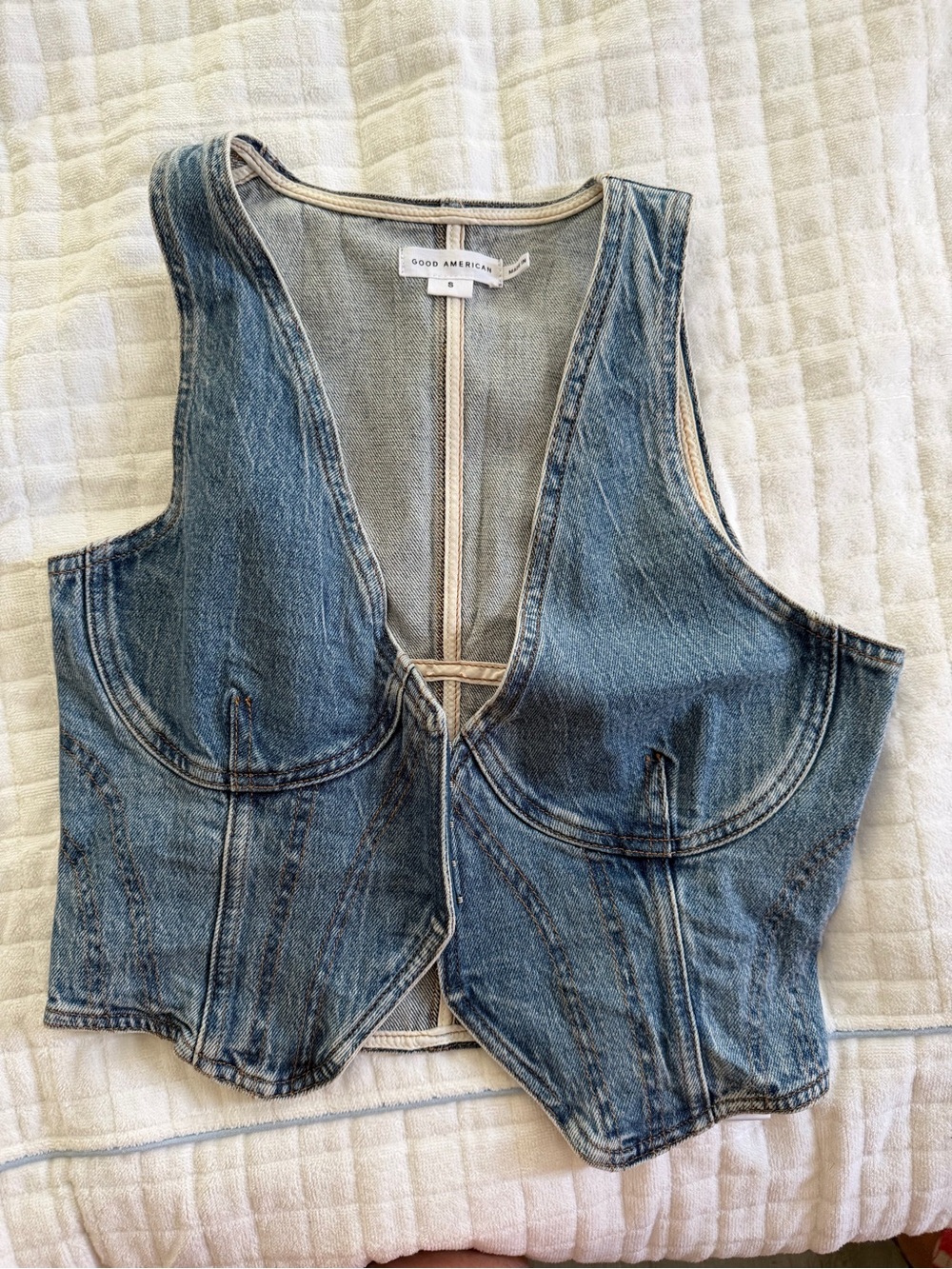 Good American Denim Corset Vest in Medium Blue